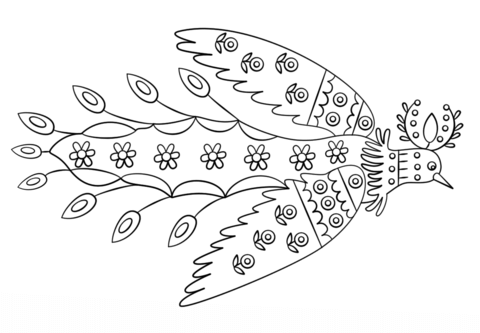 Sun Bird By Maria Prymachenko Coloring Page